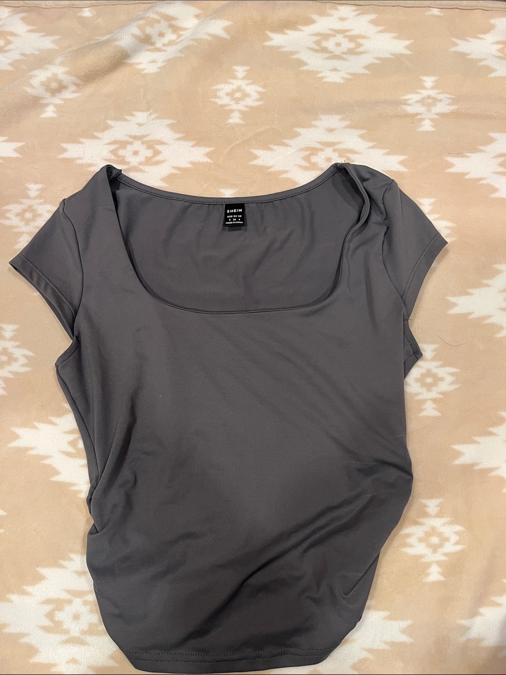 SHEIN Women’s Scoop Neck Short Sleeve Top - Gray